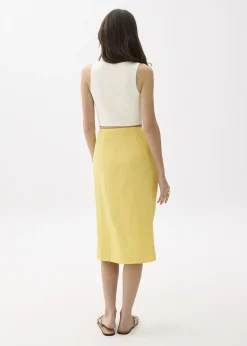 Upcycled High Waist Pencil Midi Skirt