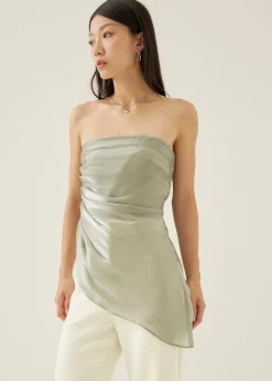 Valrie Asymmetric Ruched Tube Top