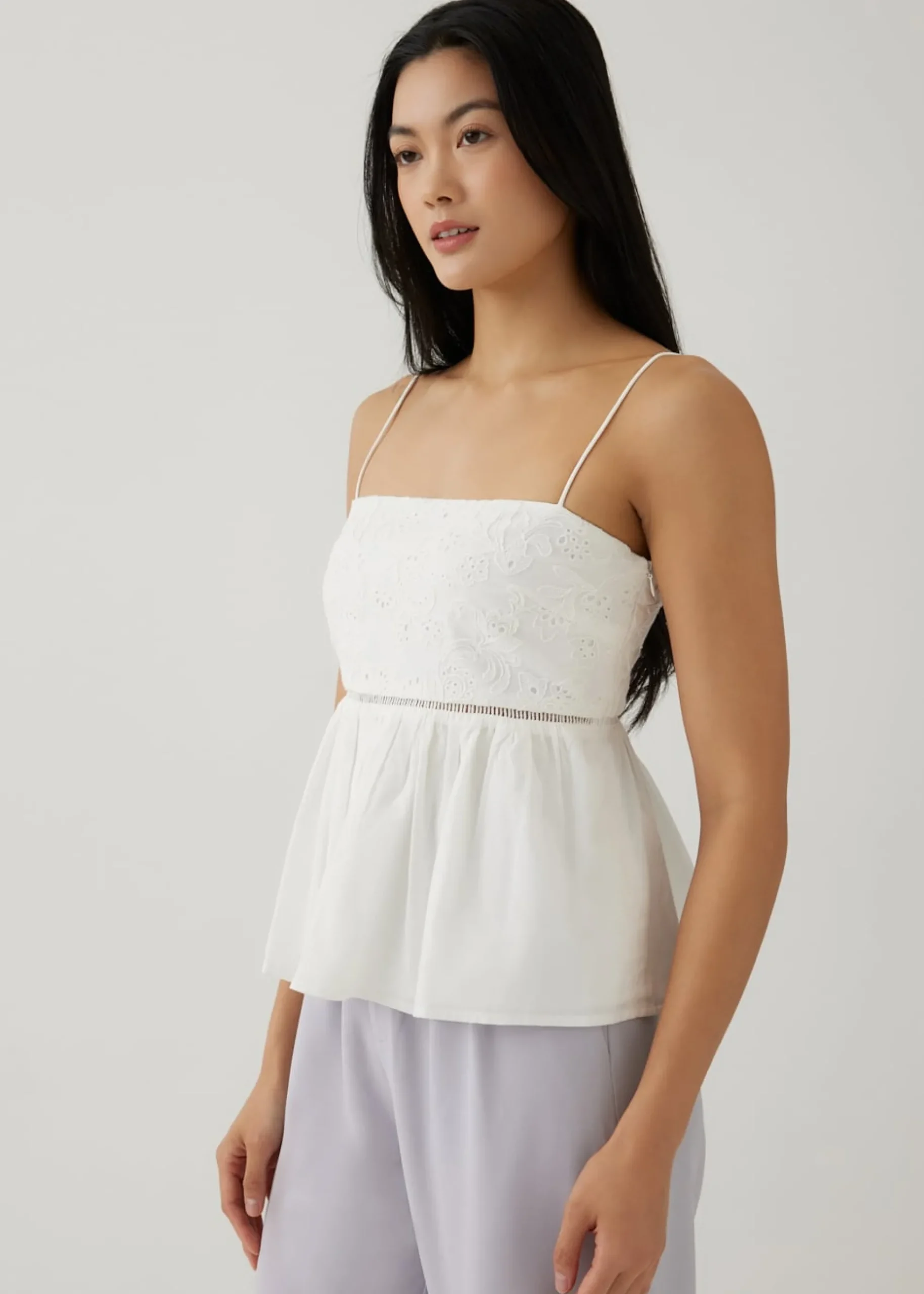Vandelia Broderie Babydoll Top
