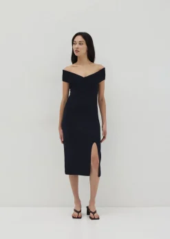 Vanna Off Shoulder Knit Midi Dress