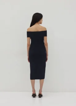 Vanna Off Shoulder Knit Midi Dress