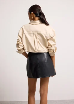 Vegan Leather A-Line Mini Skirt