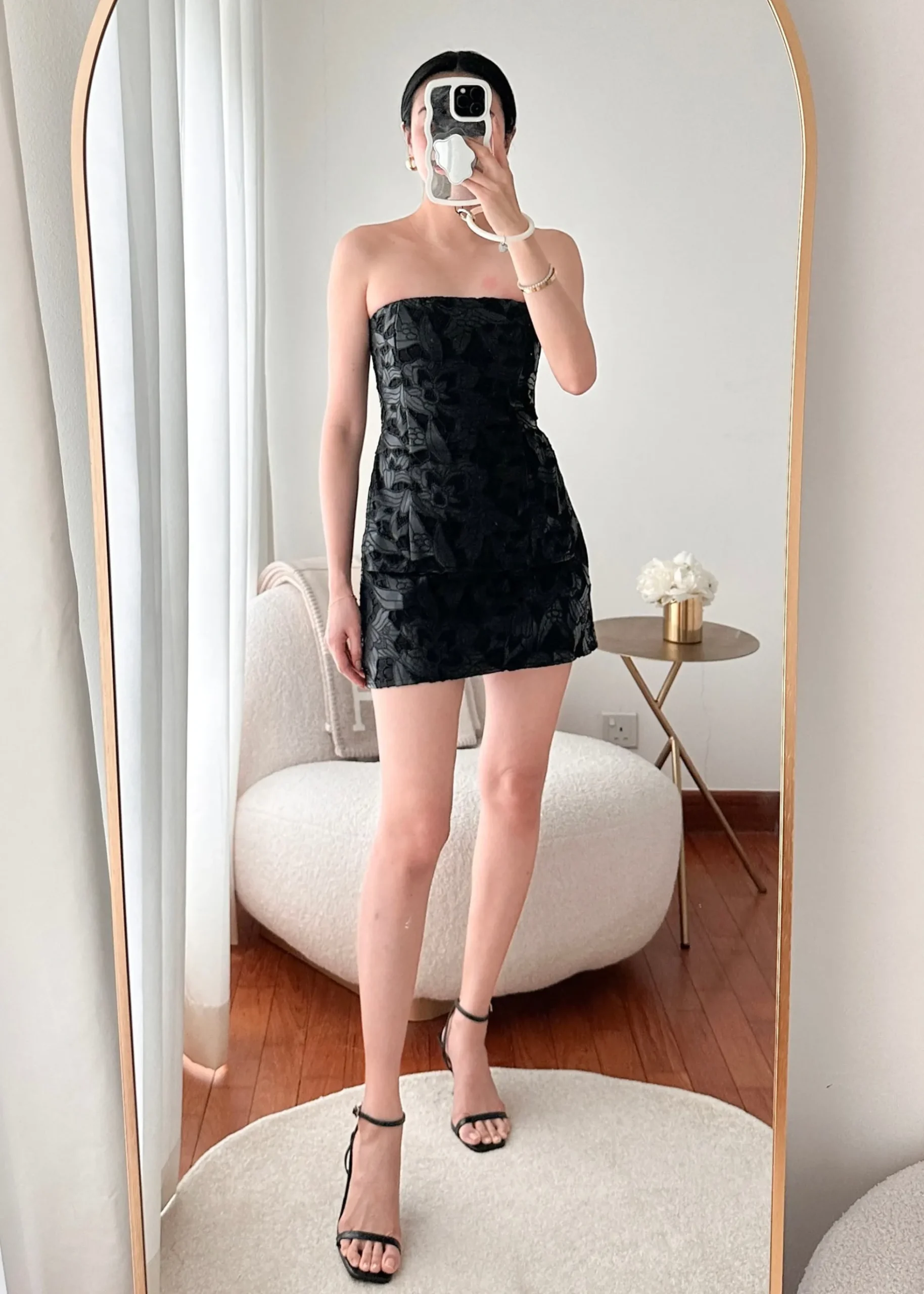 Vegan Leather Lace A-line Mini Skirt
