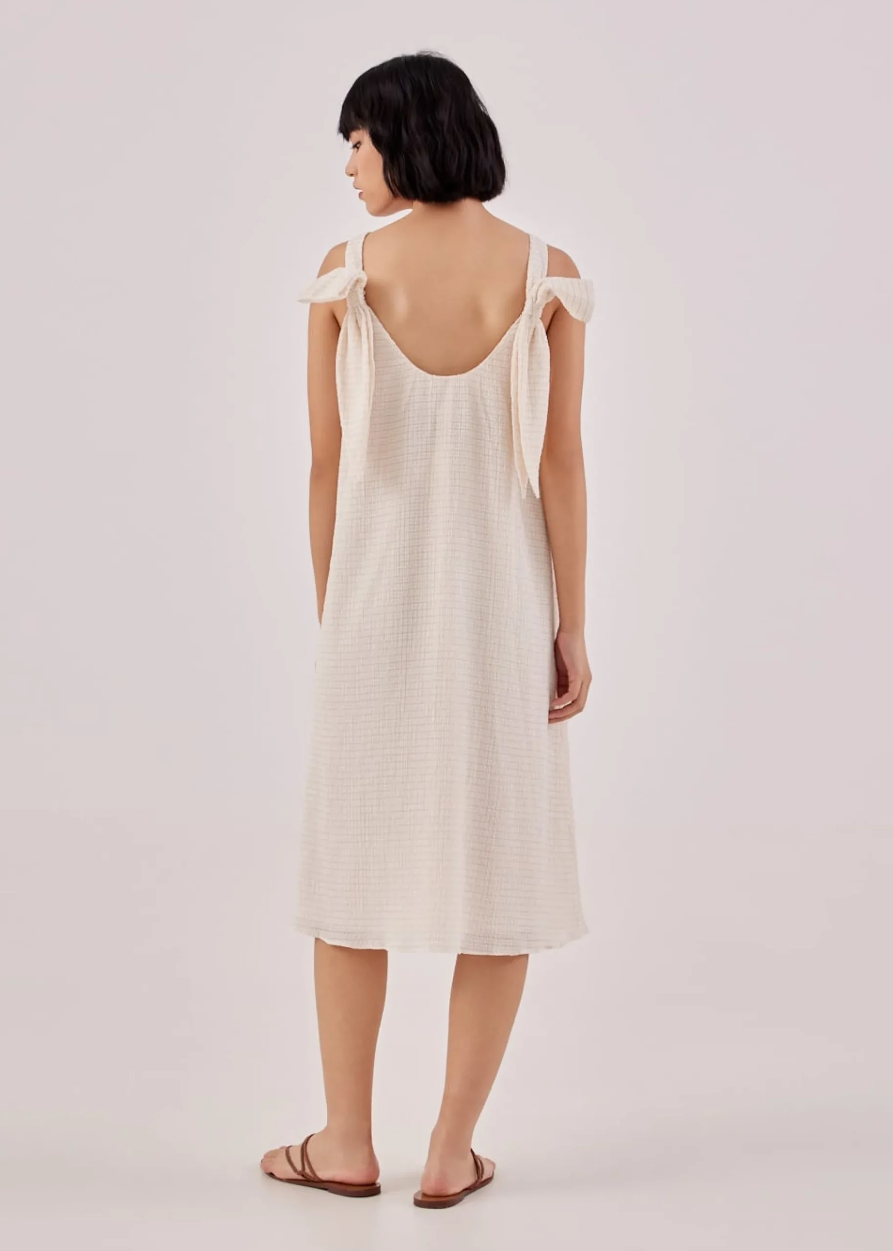 Velnice Textured Ribbon Tie Dress