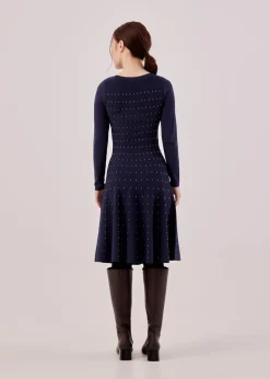 Venni Dotted Fit & Flare Dress