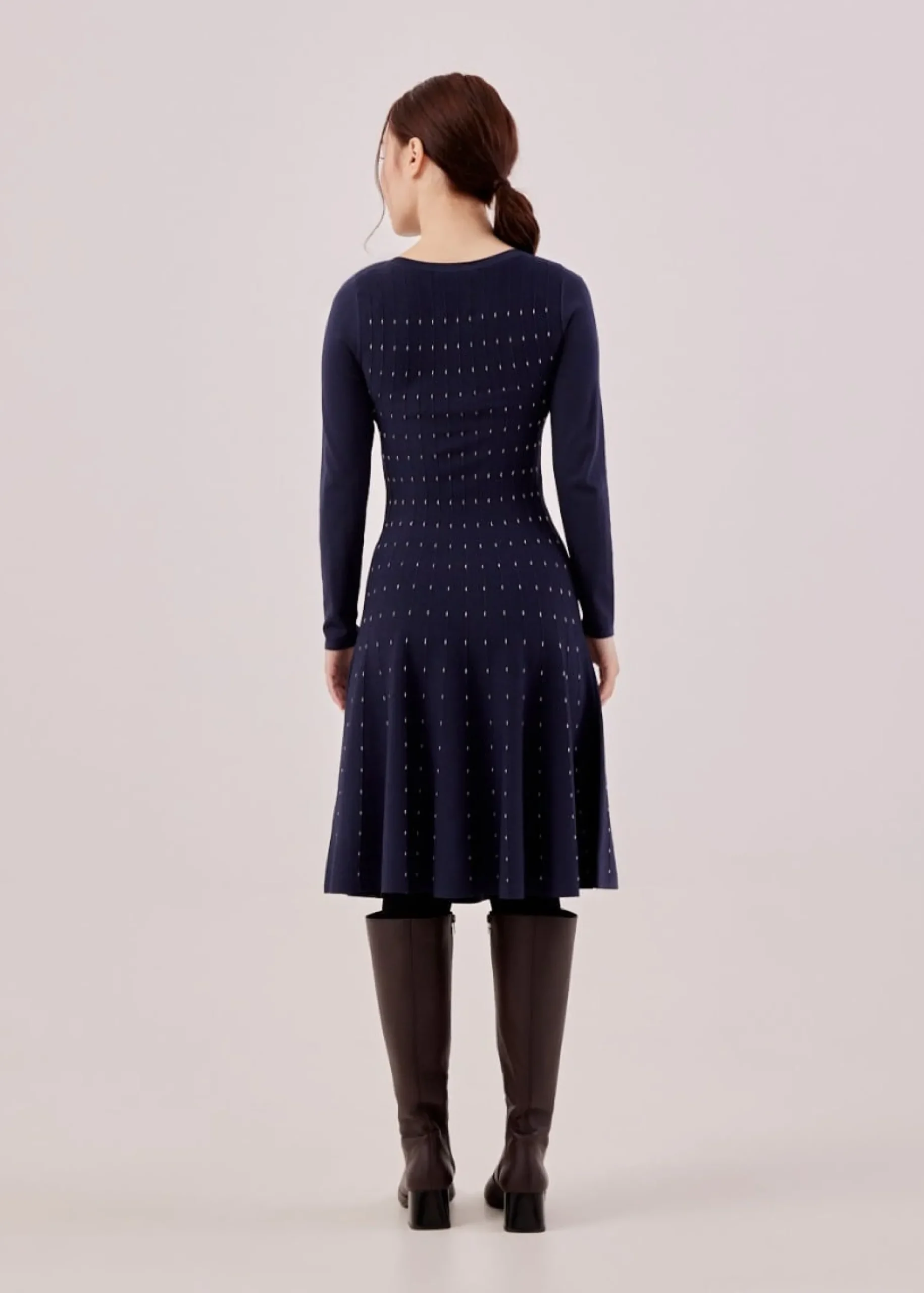 Venni Dotted Fit & Flare Dress