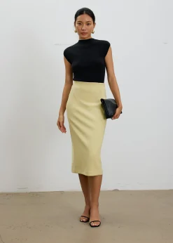 Vera Elastic Reversible Panelled Midi Skirt