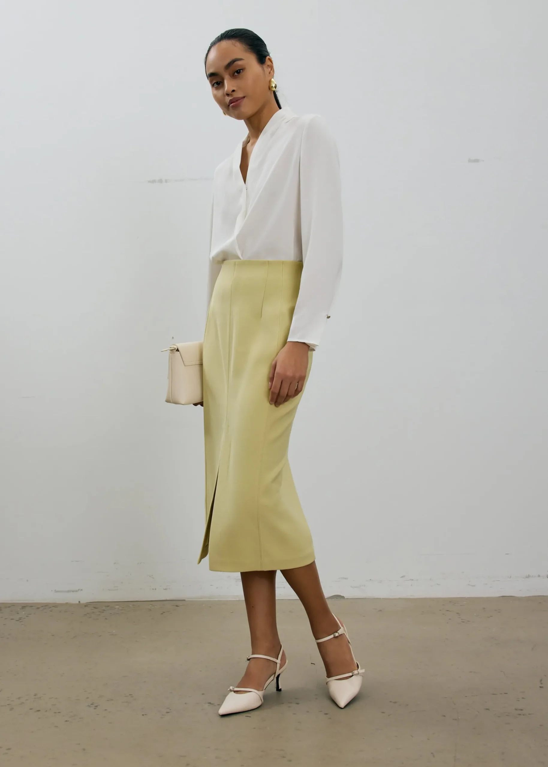 Vera Elastic Reversible Panelled Midi Skirt