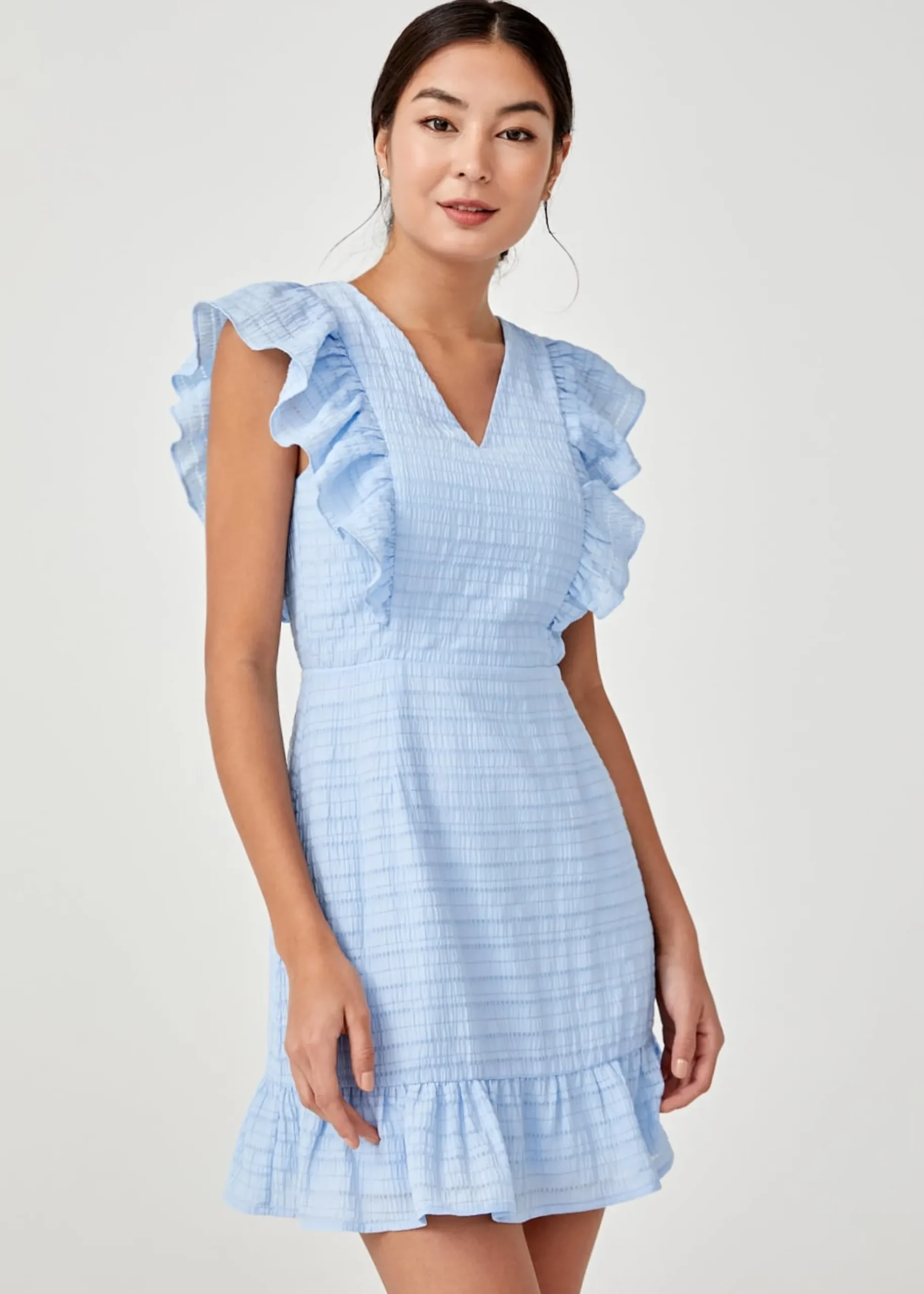 Verena Textured Ruffle Padded Dress