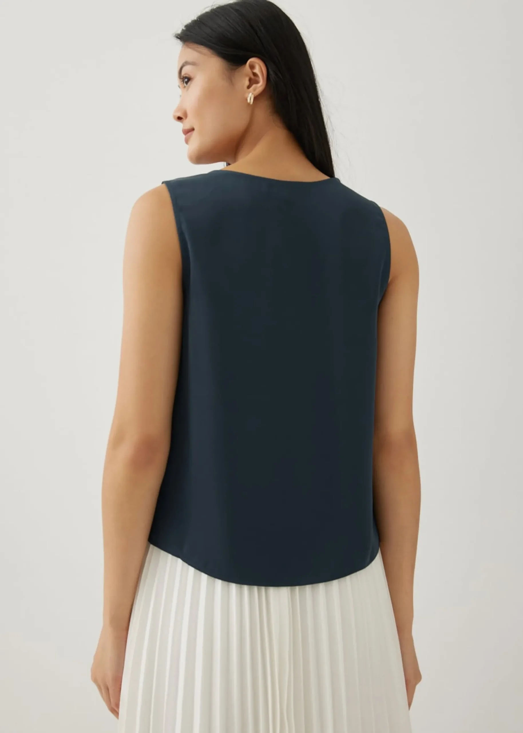 Verniece Satin Cowl Neck Shell Top
