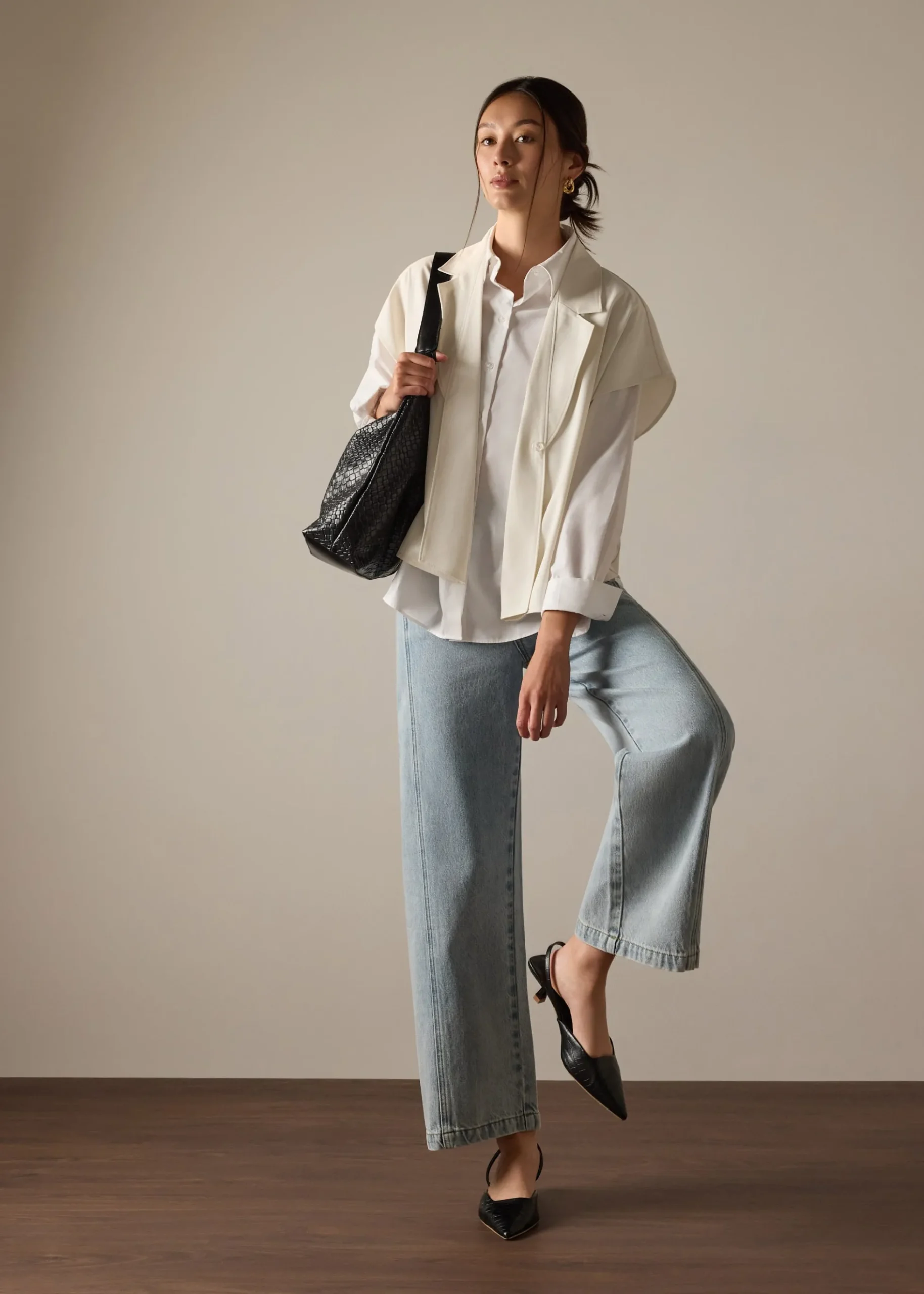 Vina Detachable Sash Melange Front Wrap Top