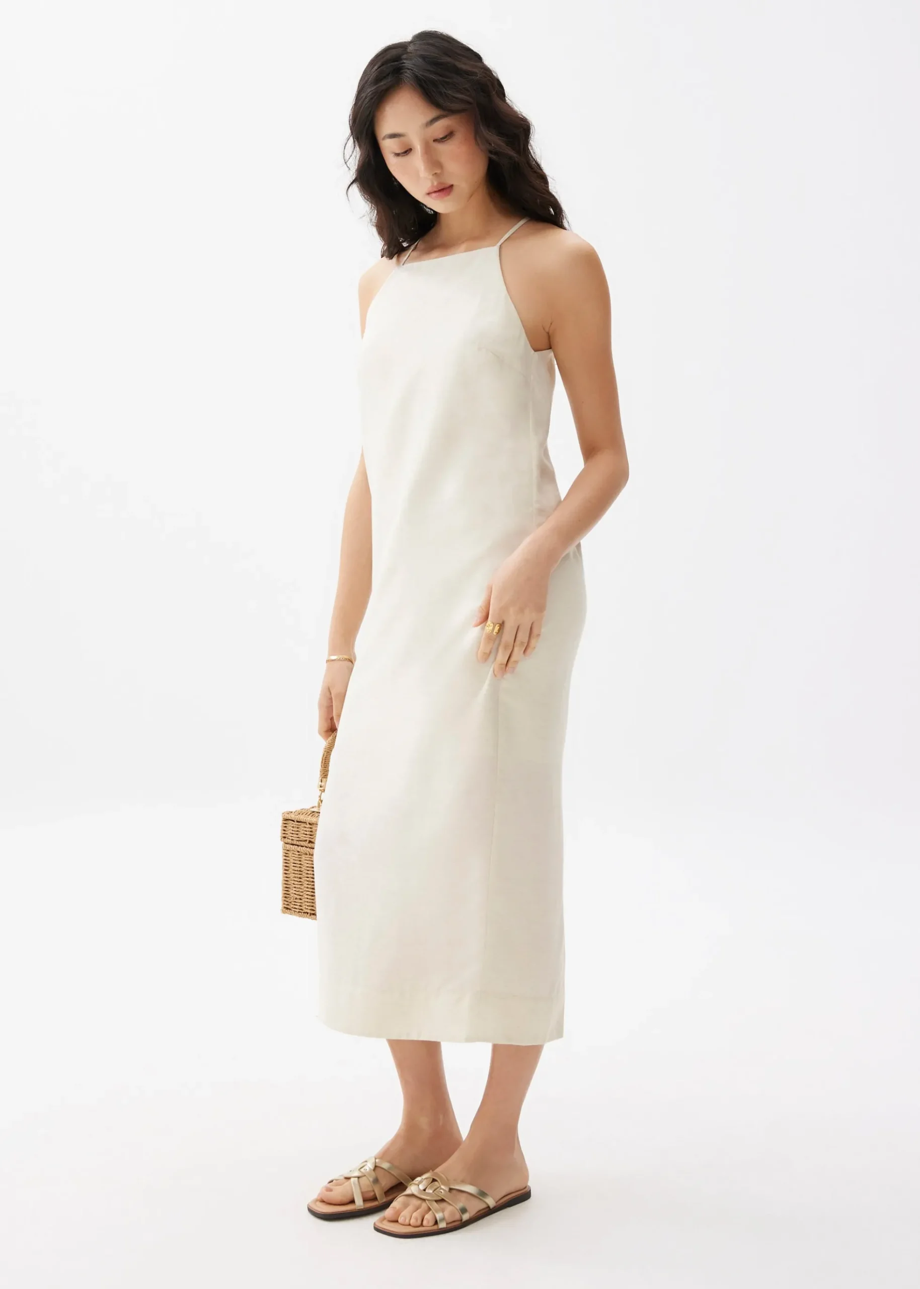 Viscose Column Midi Dress