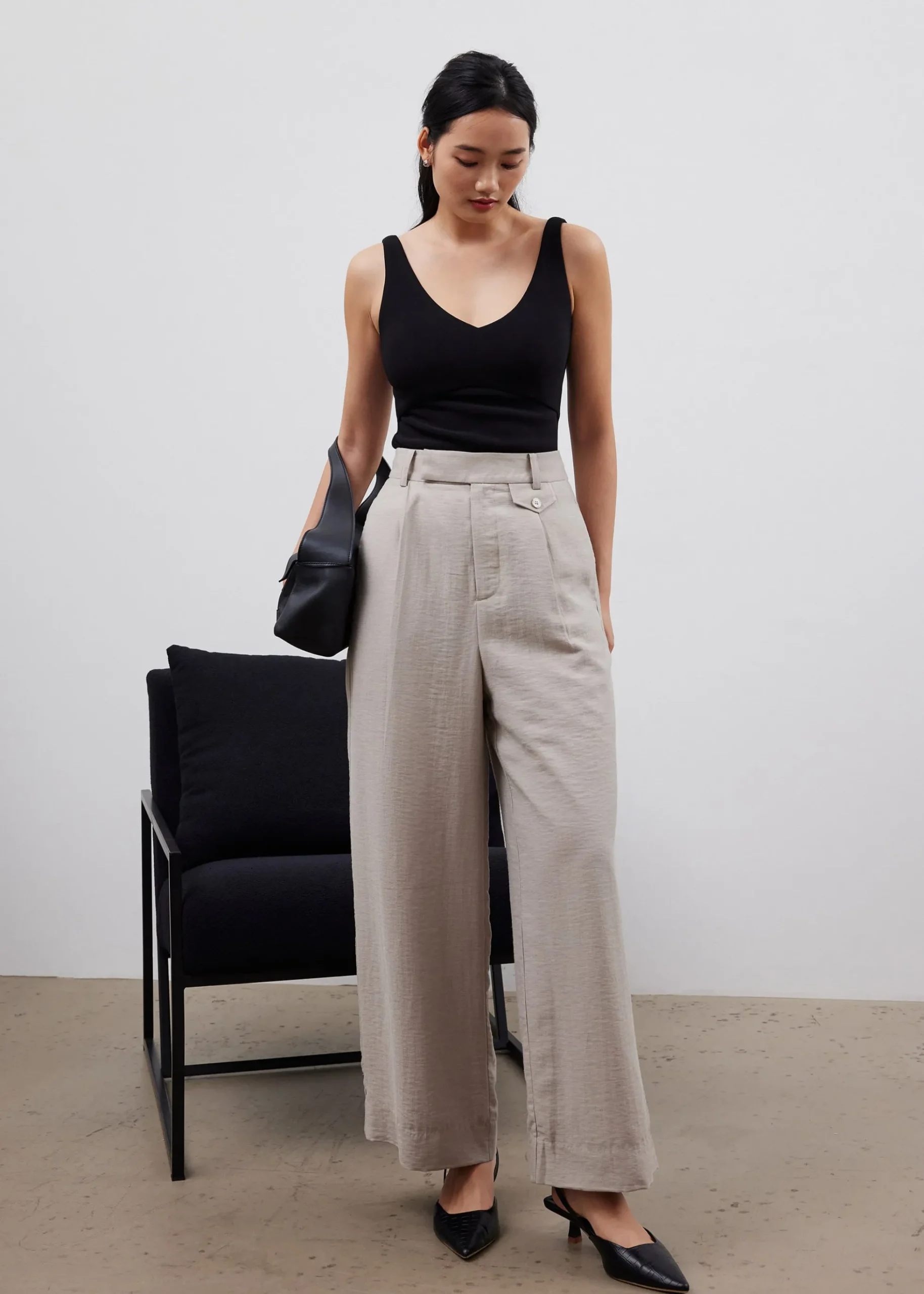 Viscose Tailored Straight Leg Pants