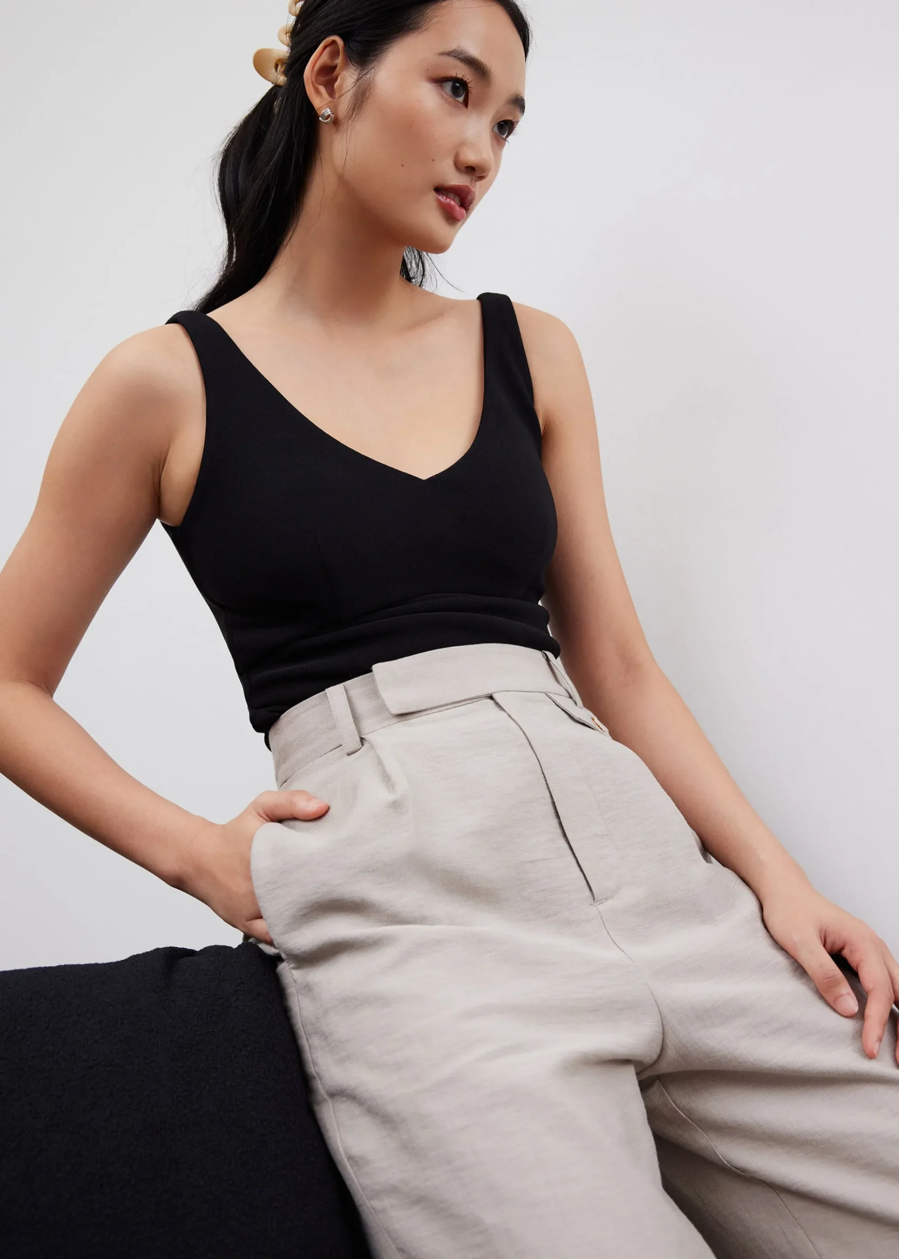 Viscose Tailored Straight Leg Pants