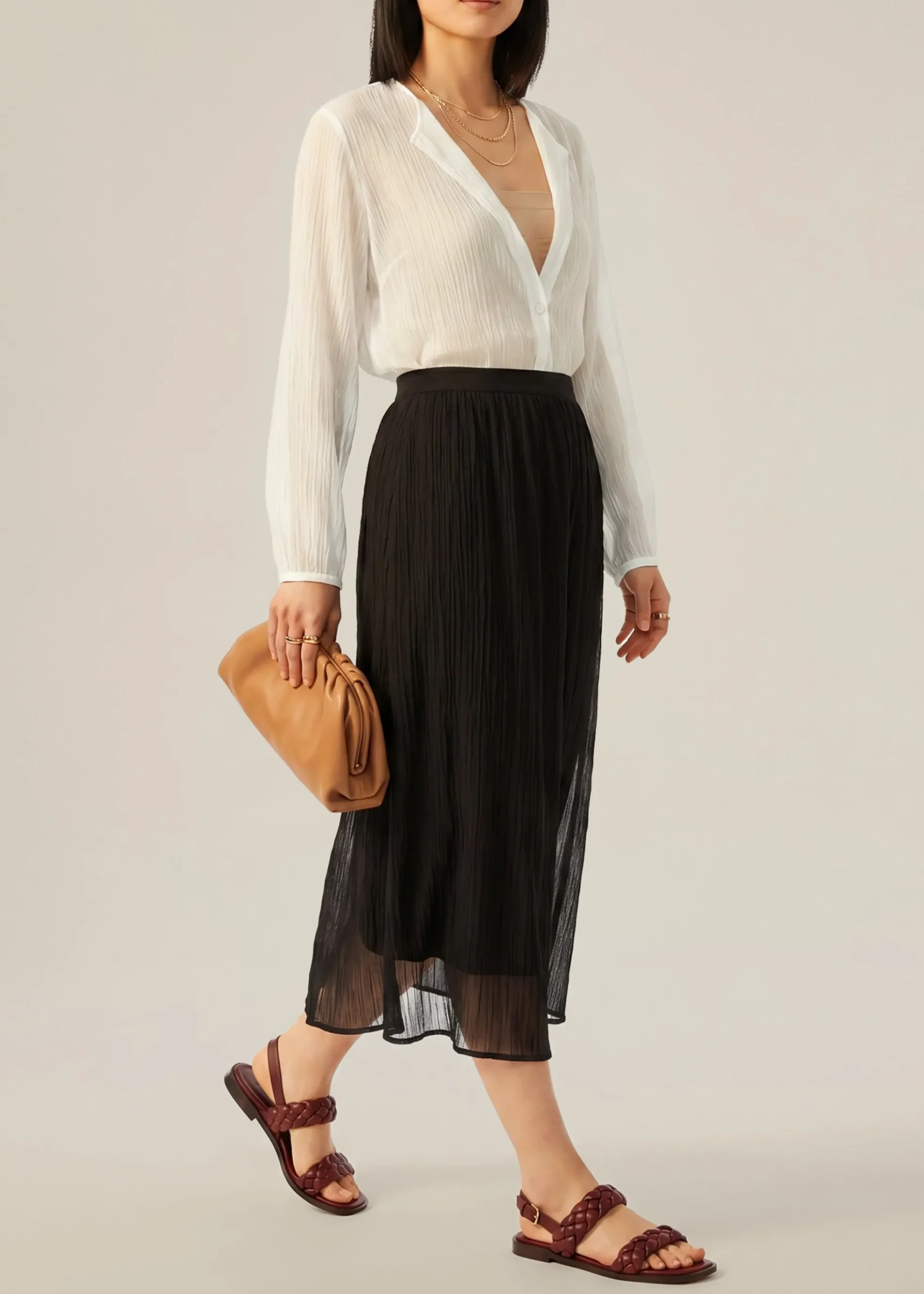 Viv Sheer Textured Column Skirt