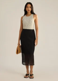 Viv Sheer Textured Column Skirt