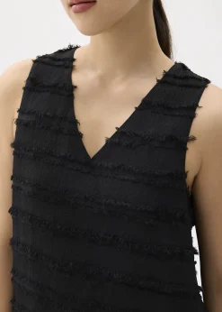 V-neck Fray Shift Mini Dress