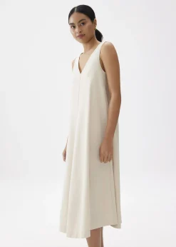 V-neck Trapeze Midi Dress