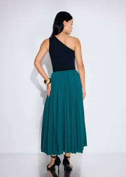 Wei Elastic Sunray Pleated Midaxi Skirt