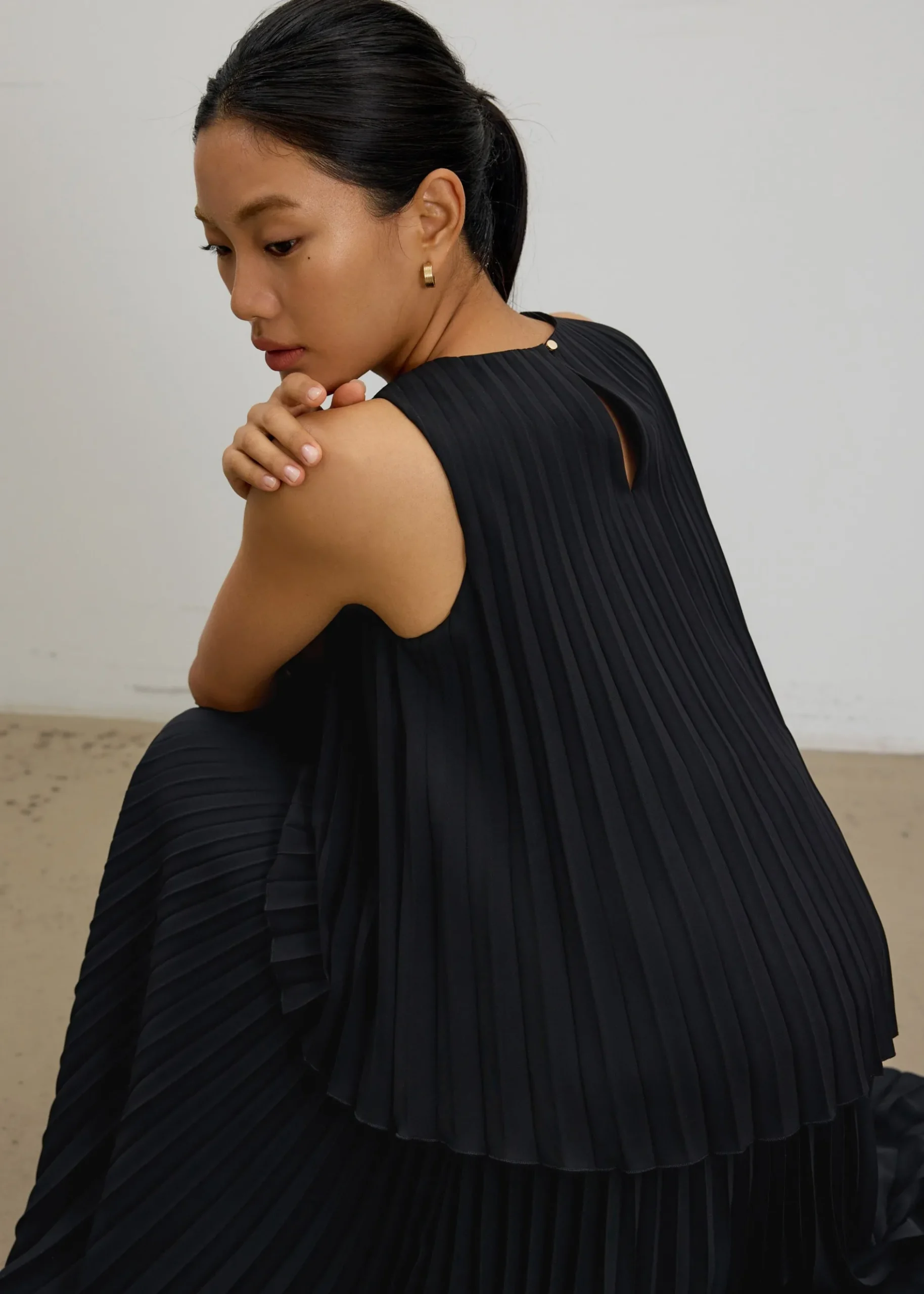 Wei Sunray Pleated Trapeze Shell Top