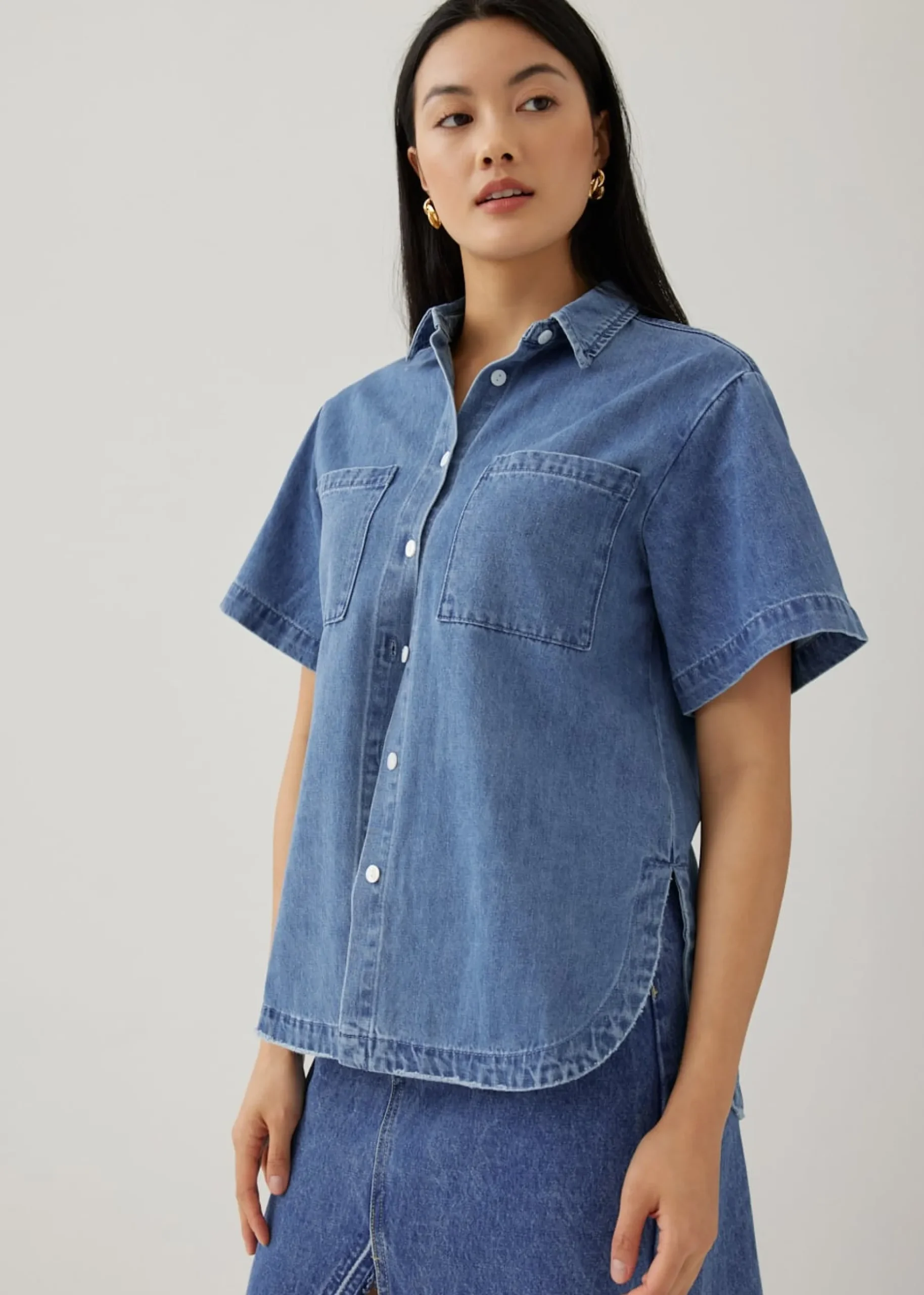Whitley Denim Drop Shoulder Shirt