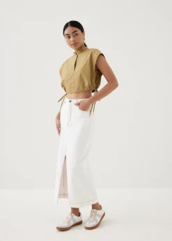 Xia Crop Mandarin Collar Top