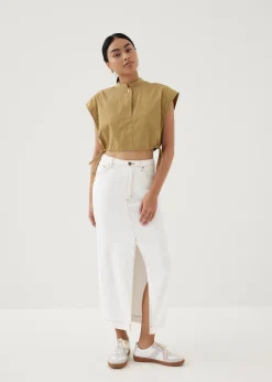 Xia Crop Mandarin Collar Top