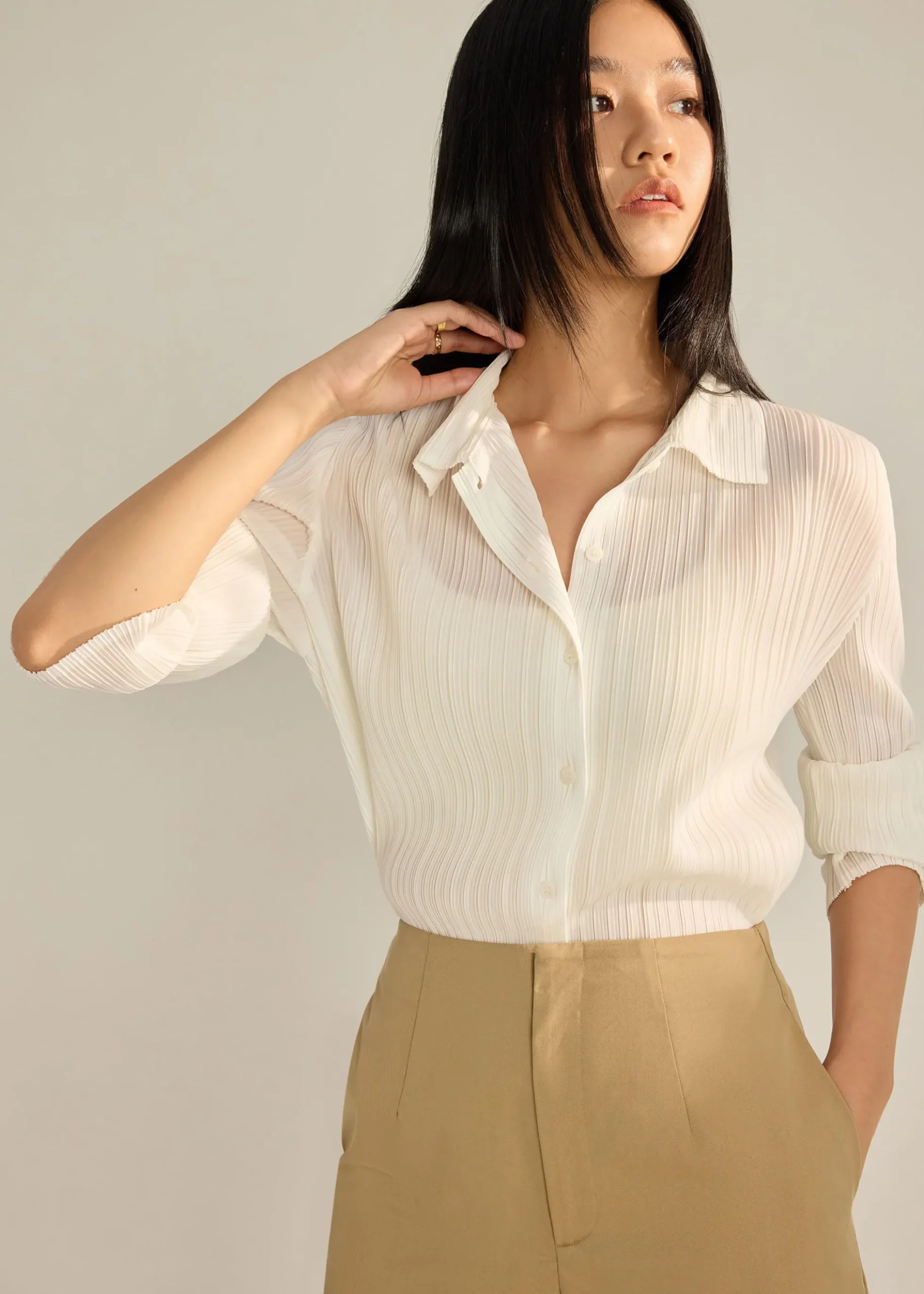 Yerin Plissé Relaxed Shirt
