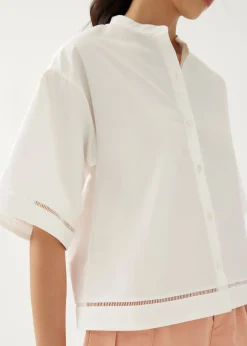 Ylia Cotton Ladder Trim Boxy Shirt