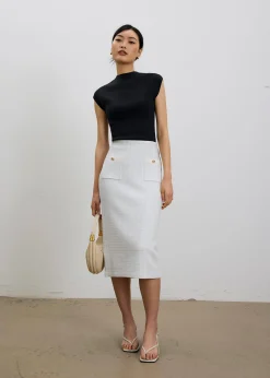 Yoko Elastic Textured Knit Midi Skirt