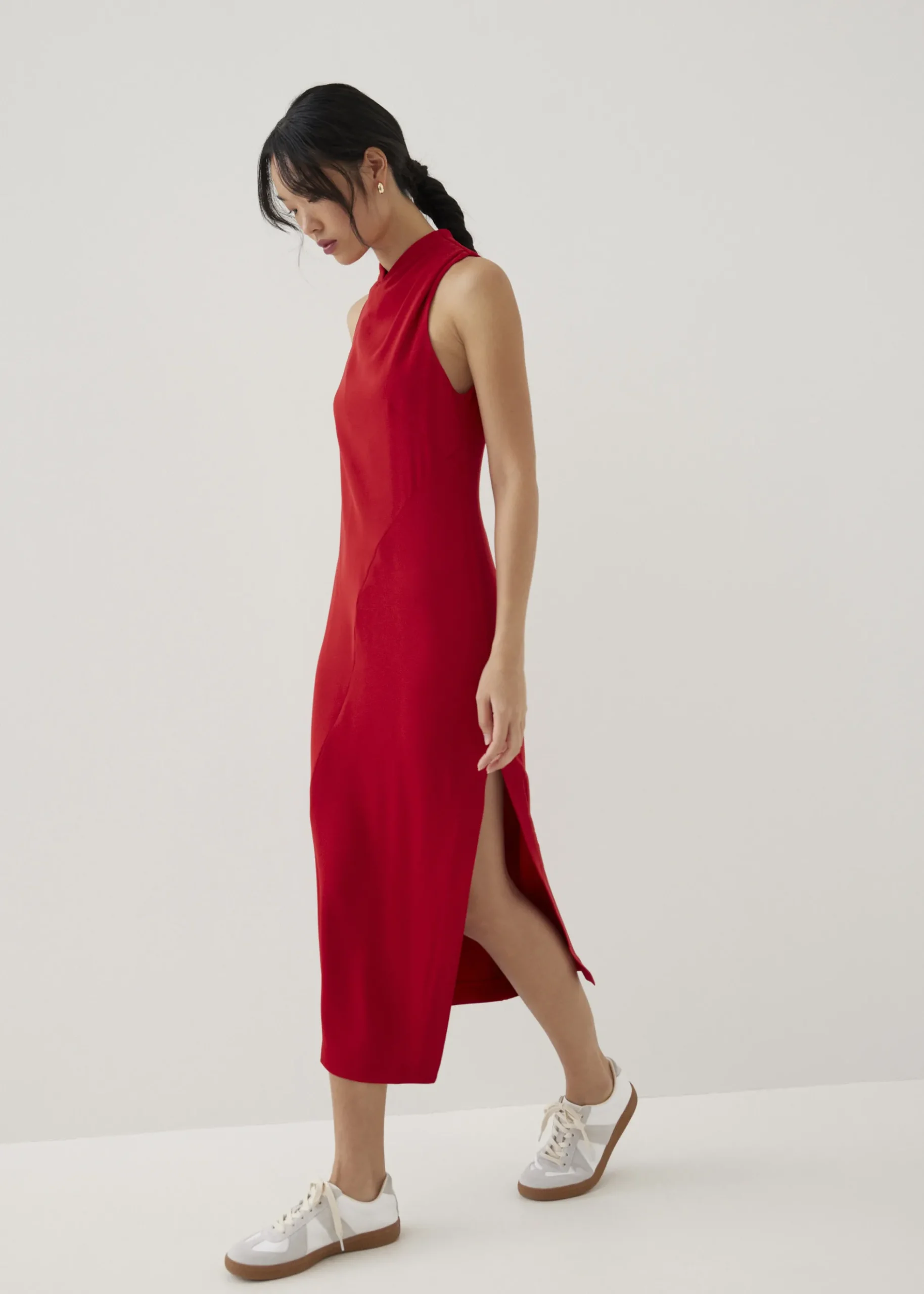 Yuri Asymmetric Drape Midaxi Dress
