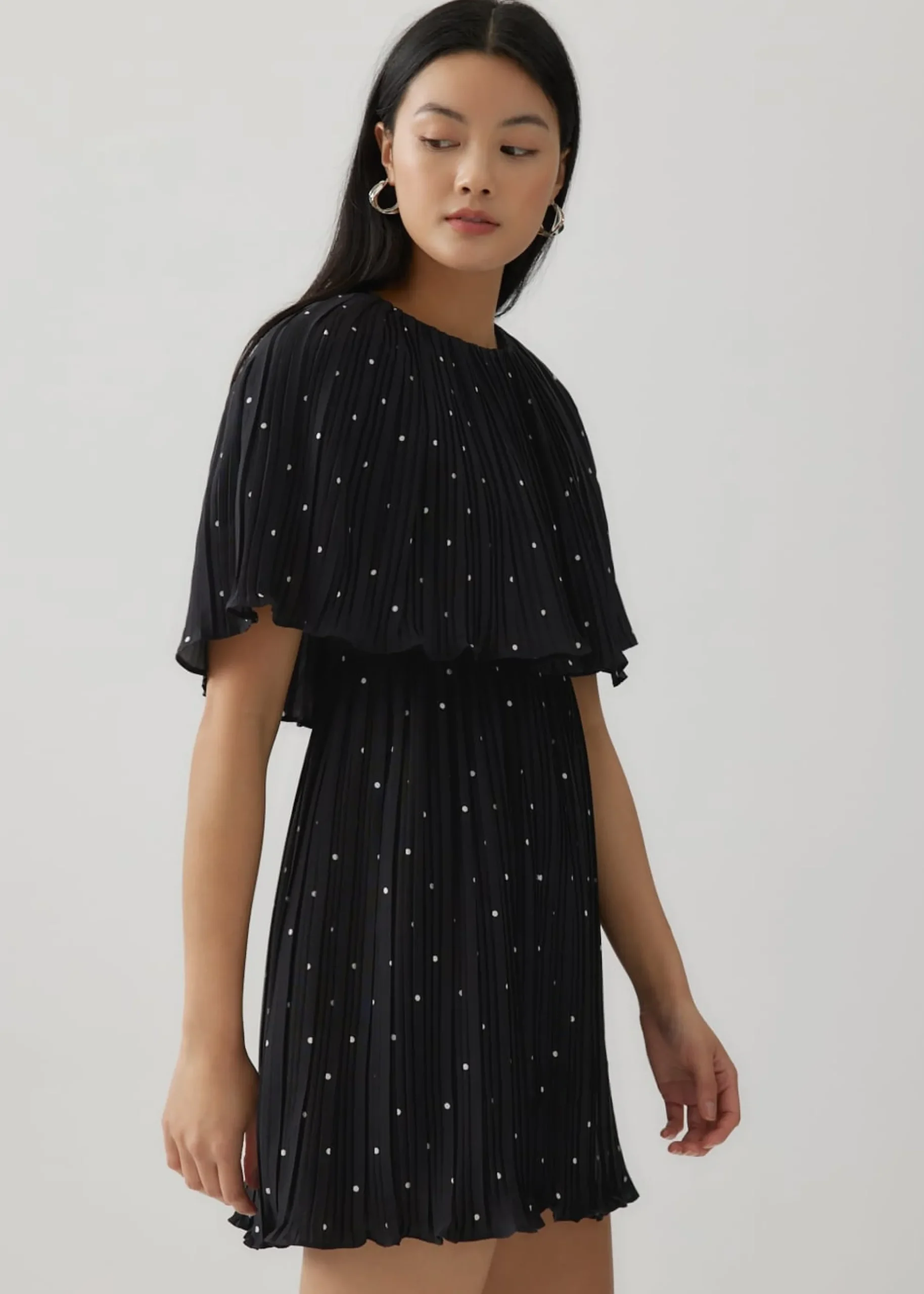 Zia Micro Pleat Polka Dot Dress