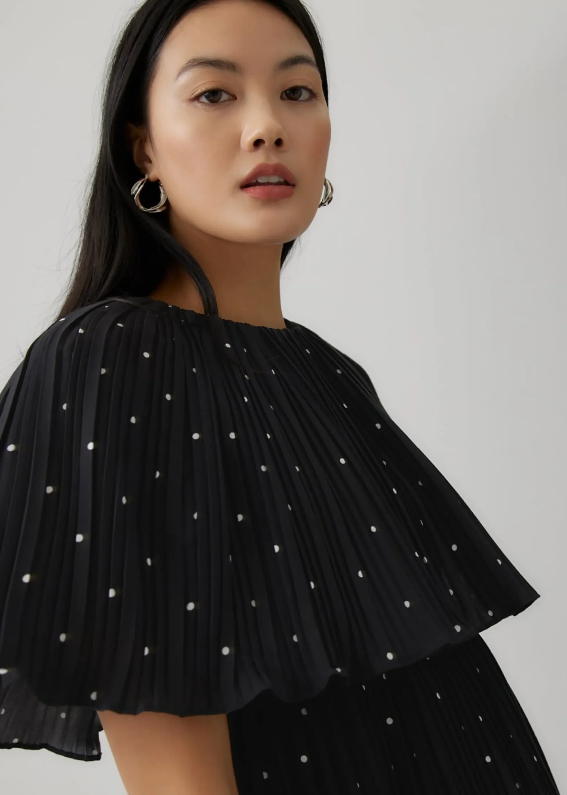 Zia Micro Pleat Polka Dot Dress