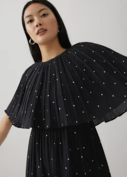 Zia Micro Pleat Polka Dot Dress