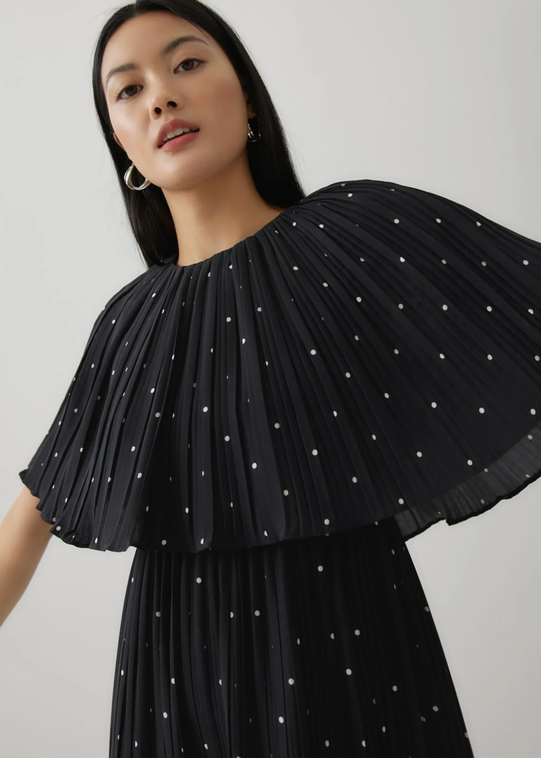 Zia Micro Pleat Polka Dot Dress