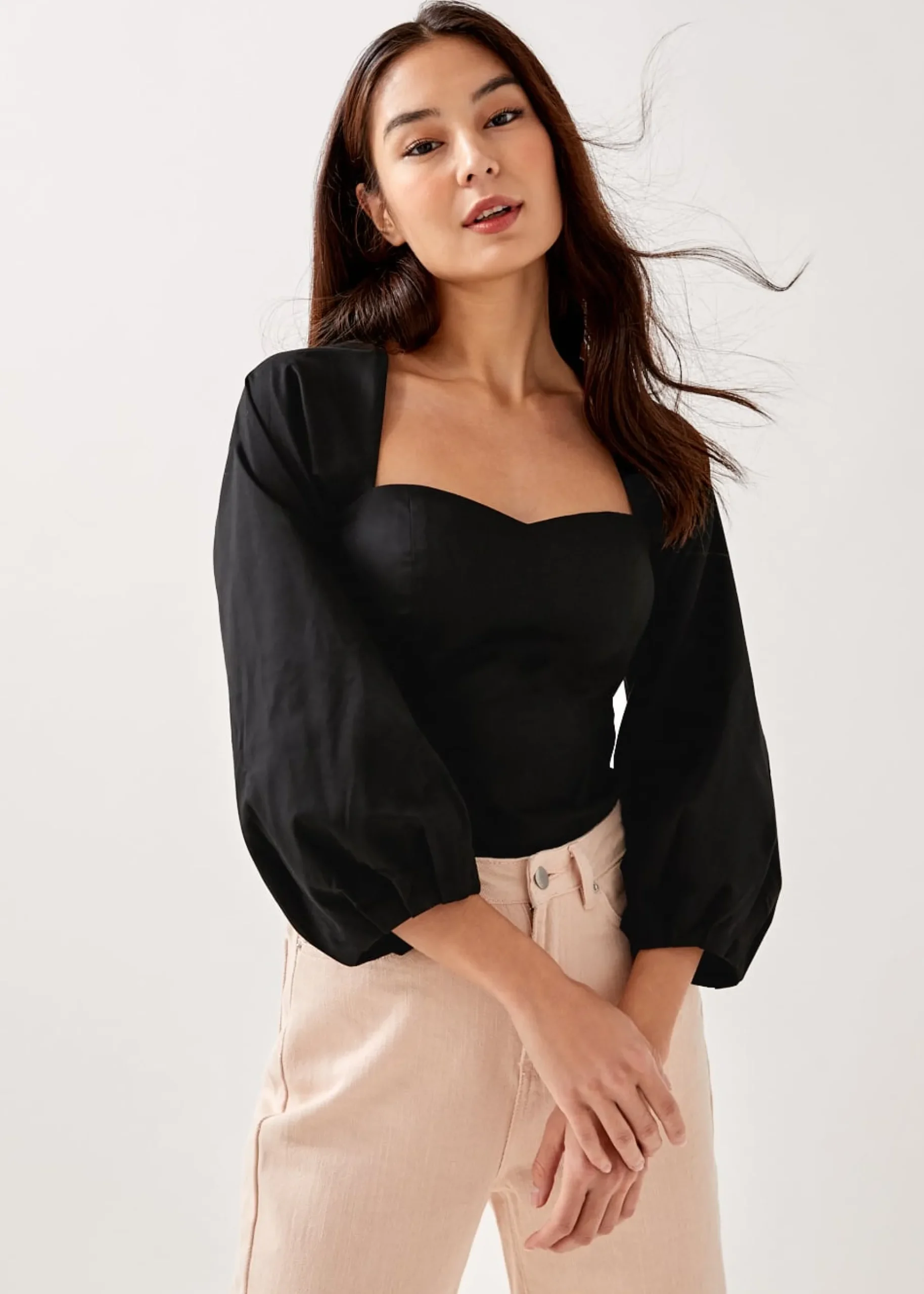 Zoie Padded Bustier Puff Sleeve Top